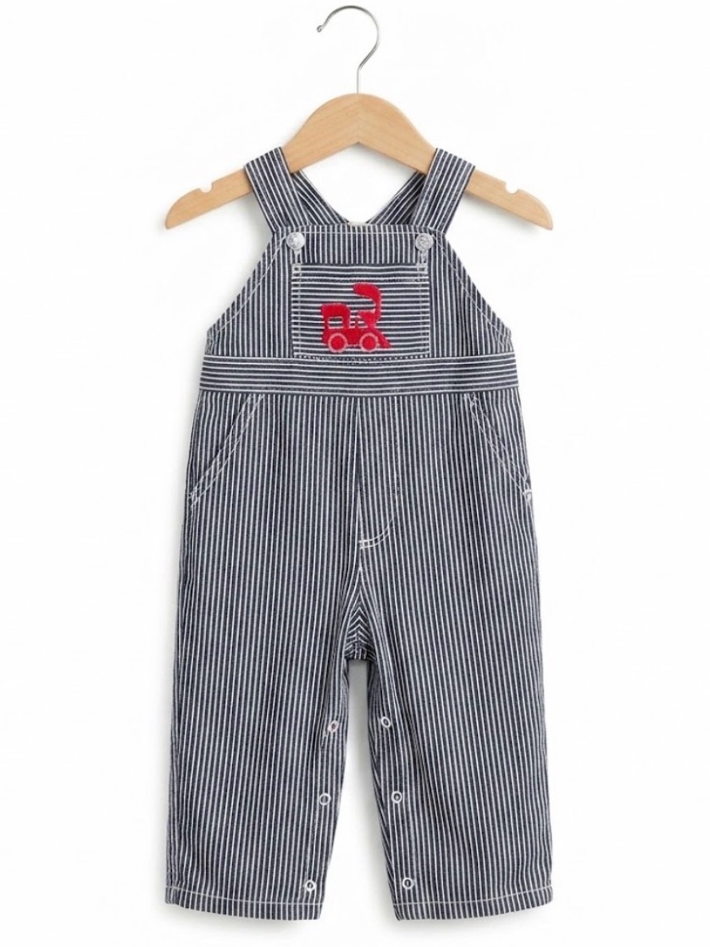 Vintage striped Overalls with train Sears 2T